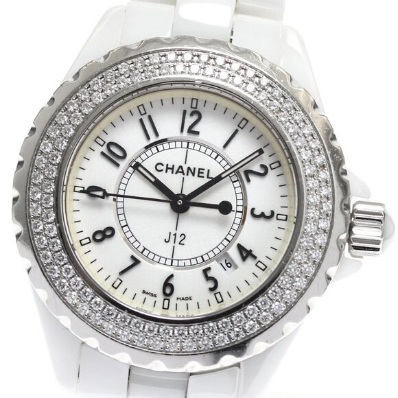 CHANEL J12 H0967 Diamond Bezel White Ceramic Date Quartz Ladies Watch_892264 - Picture 4 of 7